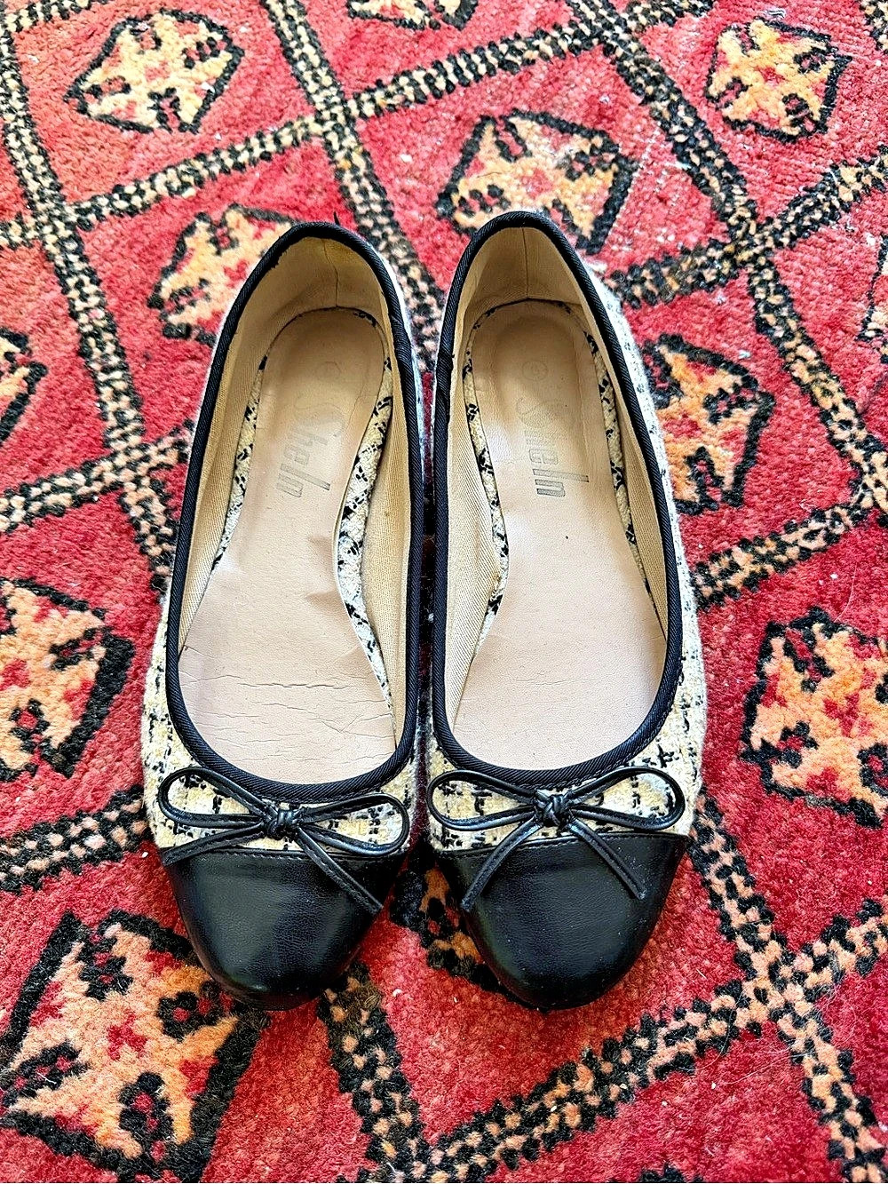 Bow Ballet Flats Black & Cream